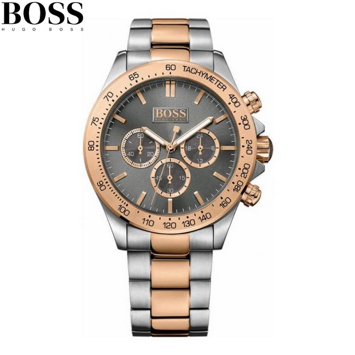  Shop Authentic Hugo Boss Ikon Grey Dial Two Tone Steel Strap Watch for Men - 1513339 - Luxxuri