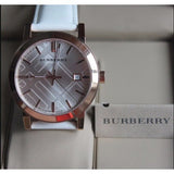  Shop Authentic Burberry The City White Dial White Leather Strap Watch for Women - BU9012 - Luxxuri