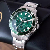  Shop Authentic Fossil FB-03 Chronograph Green Dial Silver Steel Strap Watch for Men - FS5726 - Luxxuri