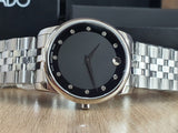  Shop Authentic Movado Museum Diamonds Black Dial Silver Steel Strap Watch For Men - 606878 - Luxxuri