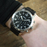  Shop Authentic Fossil Pilot 54 Chronograph Black Dial Black Leather Strap Watch for Men - FS5181 - Luxxuri