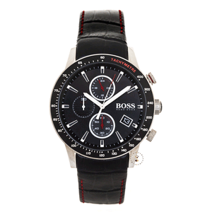  Shop Authentic Hugo Boss Rafale Chronograph Black Dial Black Leather Strap Watch For Men - 1513390 - Luxxuri