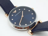  Shop Authentic Emporio Armani Gianni T Bar Analog Blue Dial Black Leather Strap Watch For Women - AR1989 - Luxxuri