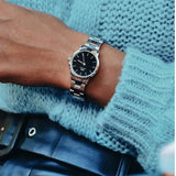  Shop Authentic Daniel Wellington Iconic Link Black Dial Silver Steel Strap Watch For Women - DW00100206 - Luxxuri