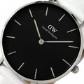  Shop Authentic Daniel Wellington Classic Petite Bondi Black Dial White Leather Strap Watch For Women - DW00100284 - Luxxuri