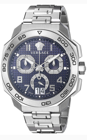  Shop Authentic Versace Dylos Chronograph Blue Dial Silver Steel Strap Watch for Men - VQC090016 - Luxxuri