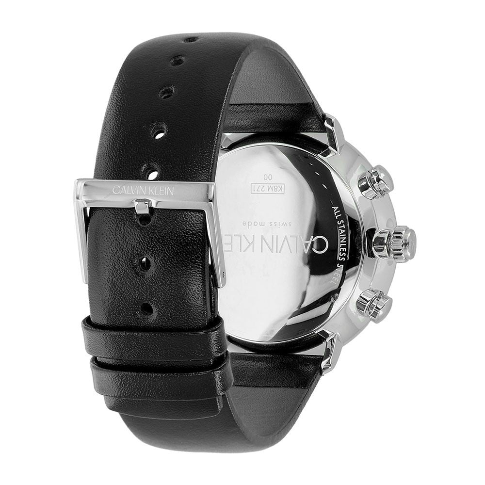  Shop Authentic Calvin Klein High Noon Chronograph Blue Dial Black Leather Strap Watch for Men - K8M271CN - Luxxuri