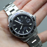  Shop Authentic Tag Heuer Aquaracer Caliber 5 Automatic Black Dial Silver Steel Strap Watch for Men - WAK2110.BA0830 - Luxxuri