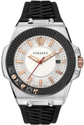  Shop Authentic Versace Chain Reaction Quartz White Dial Black Rubber Strap Watch for Men - VEDY00219 - Luxxuri