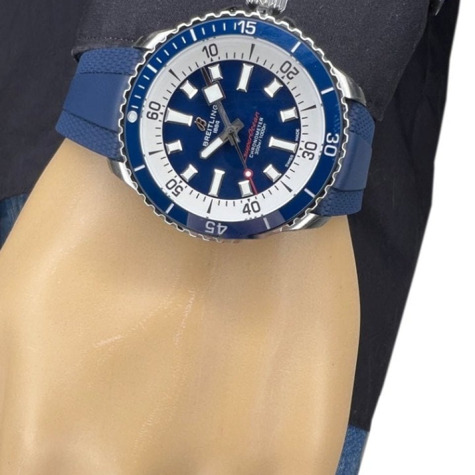 Shop Authentic Breitling Superocean Automatic 42mm Blue Dial Blue Rubber Strap Watch for Men - A17375E71C1S1 - Luxxuri