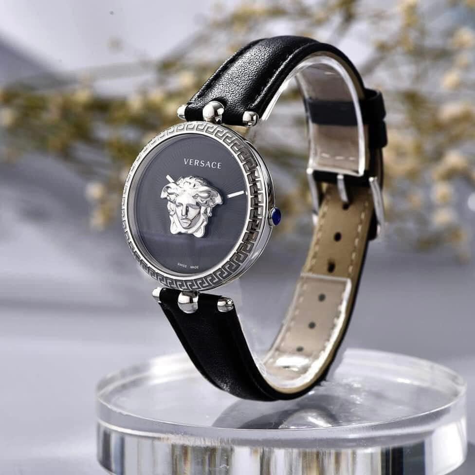  Shop Authentic Versace Palazzo Empire Black Dial Black Leather Strap Watch for Women - VCO060017 - Luxxuri