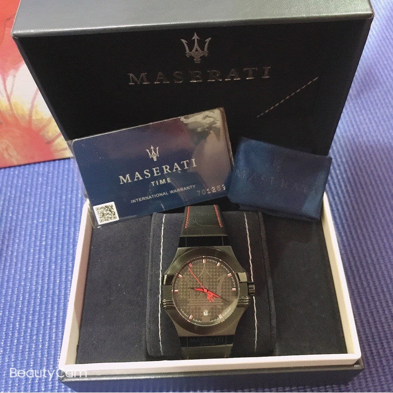 Maserati Potenza 3H STR Black Dial 42mm Leather Strap Watch For Men - R8851108010