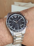  Shop Authentic Emporio Armani Sigma Chronograph Black Dial Silver Steel Strap Watch For Men - AR6098 - Luxxuri