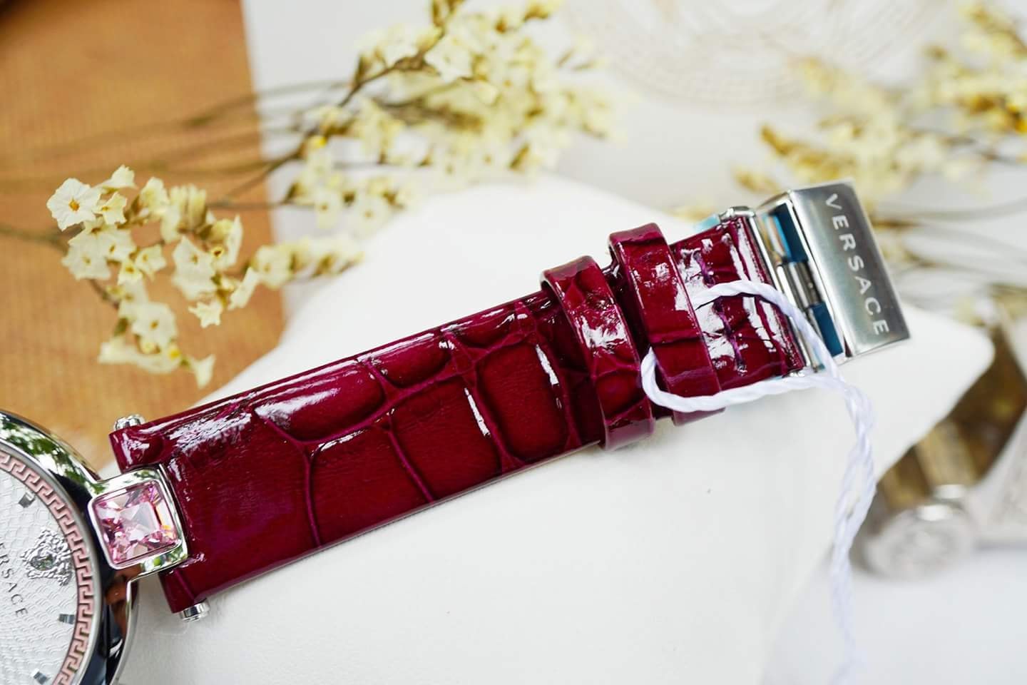  Shop Authentic Versace Olympo Crystal Gleam White Dial Purple Leather Strap Watch for Women - VAN010016 - Luxxuri