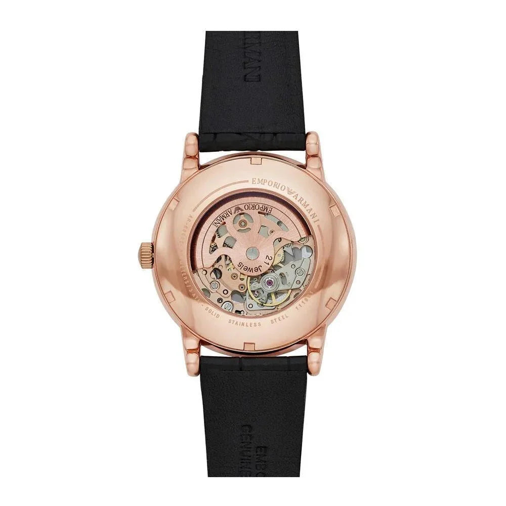  Shop Authentic Emporio Armani Meccanico Black Dial Black Leather Watch For Men - AR60004 - Luxxuri