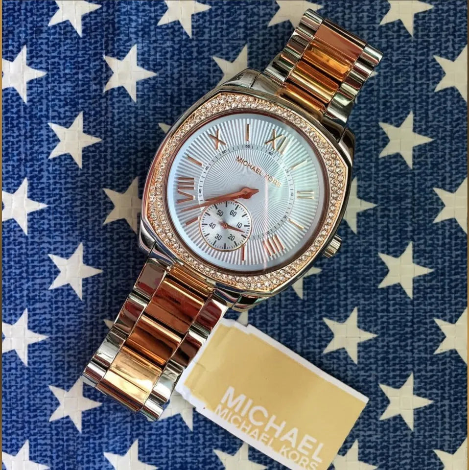  Shop Authentic Michael Kors Bryn Quartz Blue Dial Two Tone Steel Strap Watch For Women - MK6136 - Luxxuri