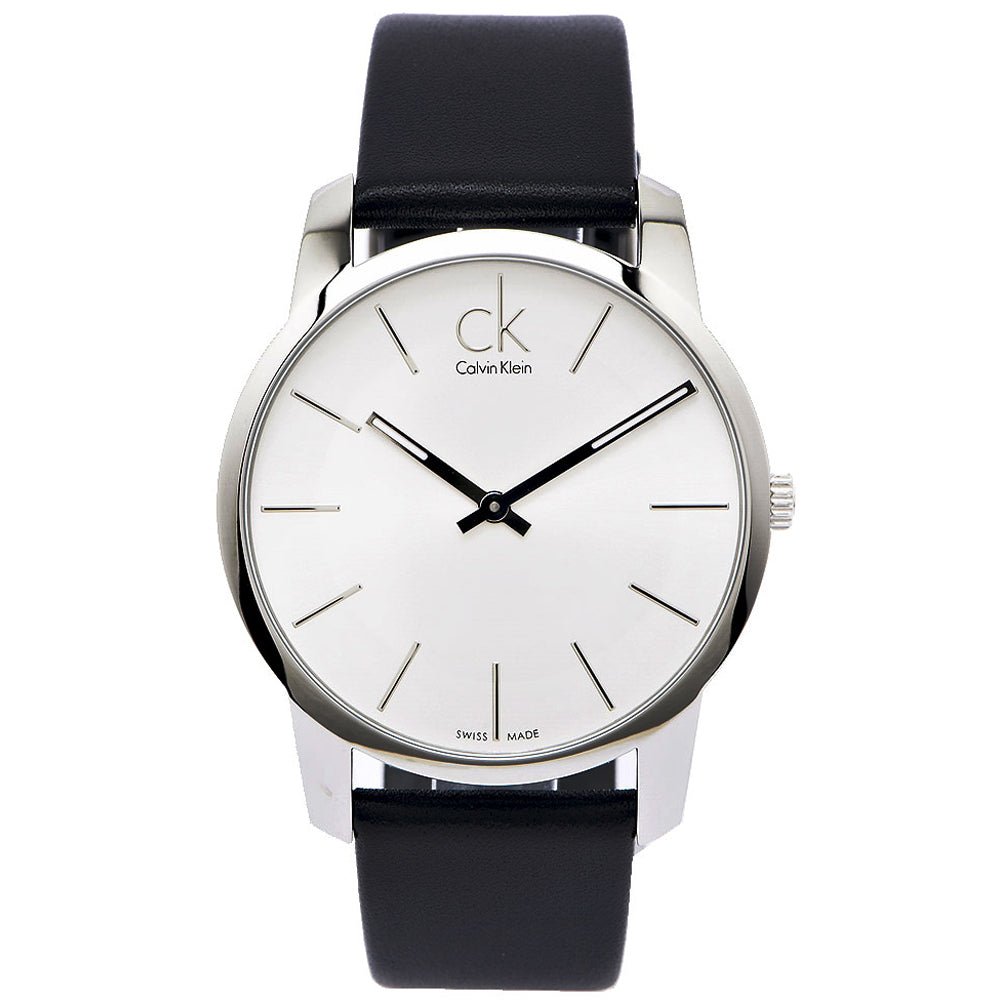  Shop Authentic Calvin Klein City White Dial Black Leather Strap Watch For Men - K2G211C6 - Luxxuri