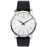  Shop Authentic Calvin Klein City White Dial Black Leather Strap Watch For Men - K2G211C6 - Luxxuri