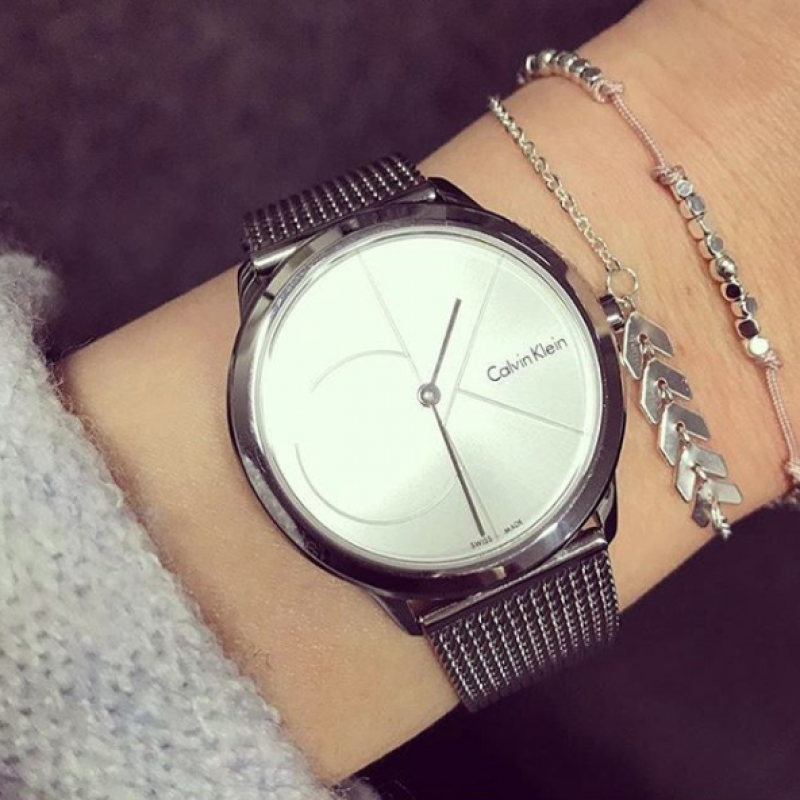  Shop Authentic Calvin Klein Minimal Silver Dial Silver Mesh Bracelet Watch for Men - K3M2112Z - Luxxuri