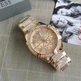  Shop Authentic Guess Frontier Chronograph Crystals Rose Gold Dial Rose Gold Steel Strap Watch for Men - W0799G3 - Luxxuri