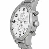  Shop Authentic Hugo Boss Aeroliner Chronograph Quartz White Dial Silver Steel Strap Watch For Men - HB1512445 - Luxxuri