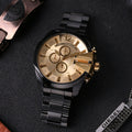  Shop Authentic Diesel Mega Chief Chronograph Gold Dial Black Steel Strap Watch For Men - DZ4485 - Luxxuri