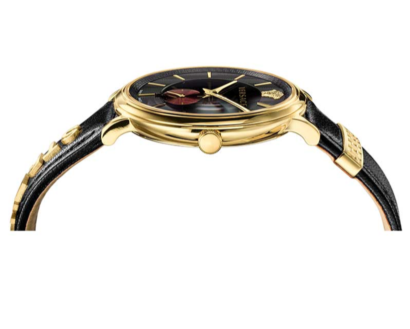  Shop Authentic Versace V-Circle Manifesto Edition Black Dial Black Leather Strap Watch for Men - VBQ050017 - Luxxuri