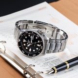  Shop Authentic Seiko 5 Sports Automatic Day Date Black Dial Silver Steel Strap Watch for Men - SRPD55K1 - Luxxuri