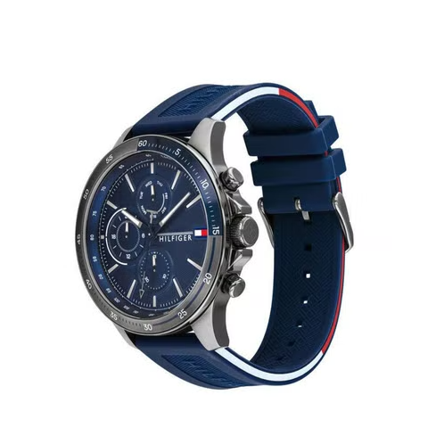  Shop Authentic Tommy Hilfiger Bank Blue Dial Blue Rubber Strap Watch for Men - 1791721 - Luxxuri