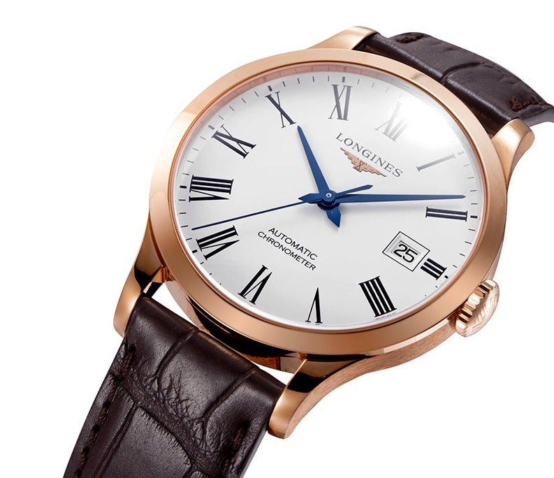  Shop Authentic Longines Record Automatic Stainless Steel 18K Gold Watch for Men - L2.821.5.11.2 - Luxxuri