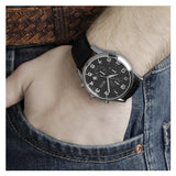  Shop Authentic Hugo Boss Aeroliner Chronograph Quartz Black Dial Black Leather Strap Watch For Men - HB1512448 - Luxxuri