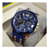  Shop Authentic Guess Oasis Blue Dial Blue & Rose Gold Stainless Steel Strap Watch For Men - W0366G4 - Luxxuri