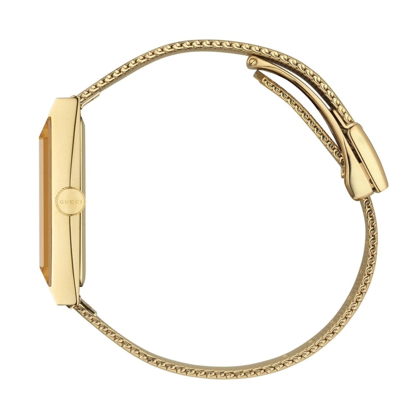  Shop Authentic Gucci G-Frame Mother of Pearl Dial Yellow Gold Mesh Bracelet Watch For Women - YA147410 - Luxxuri