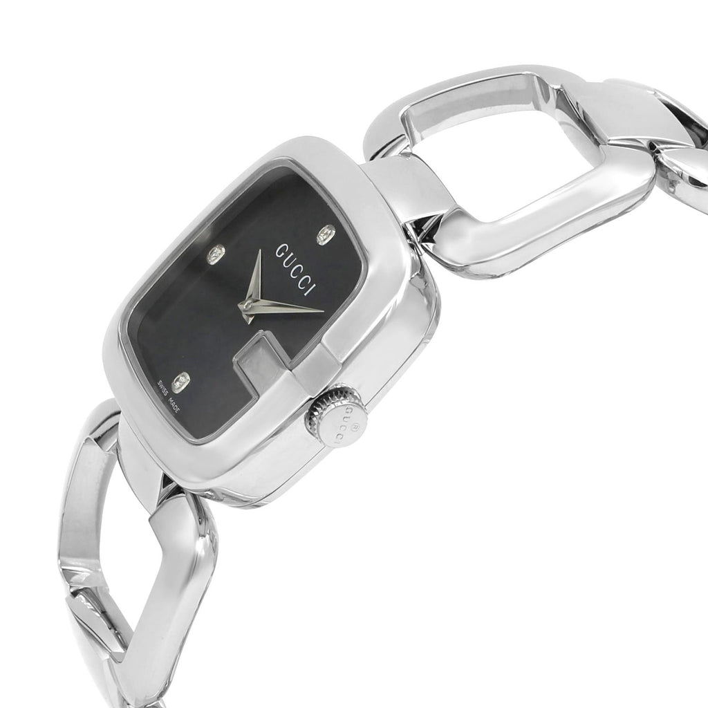  Shop Authentic Gucci G Diamonds Black Dial Silver Steel Strap Watch For Women - YA125509 - Luxxuri