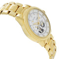 Bulova BVA Skeleton Silver Dial Gold Steel Strap Watch for Men - 97A108