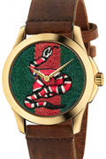  Shop Authentic Gucci G Timeless Quartz Two Tone Dial Brown Leather Strap Watch For Men - YA126451B - Luxxuri
