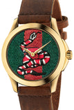 Shop Authentic Gucci G Timeless Quartz Two Tone Dial Brown Leather Strap Watch For Men - YA126451B - Luxxuri