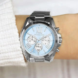  Shop Authentic Michael Kors Bradshaw Chronograph Blue Dial Silver Steel Strap Watch For Women - MK6099 - Luxxuri
