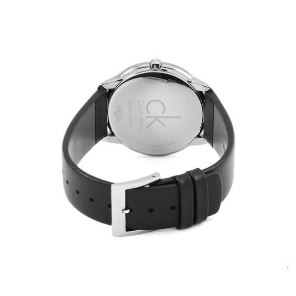  Shop Authentic Calvin Klein Minimalist White Dial Black Leather Strap Watch for Men - K3M211C6 - Luxxuri
