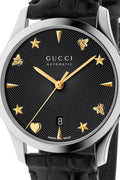  Shop Authentic Gucci G Timeless Automatic Black Dial Black Leather Strap Watch For Women - YA126469 - Luxxuri