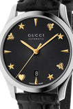  Shop Authentic Gucci G Timeless Automatic Black Dial Black Leather Strap Watch For Women - YA126469 - Luxxuri