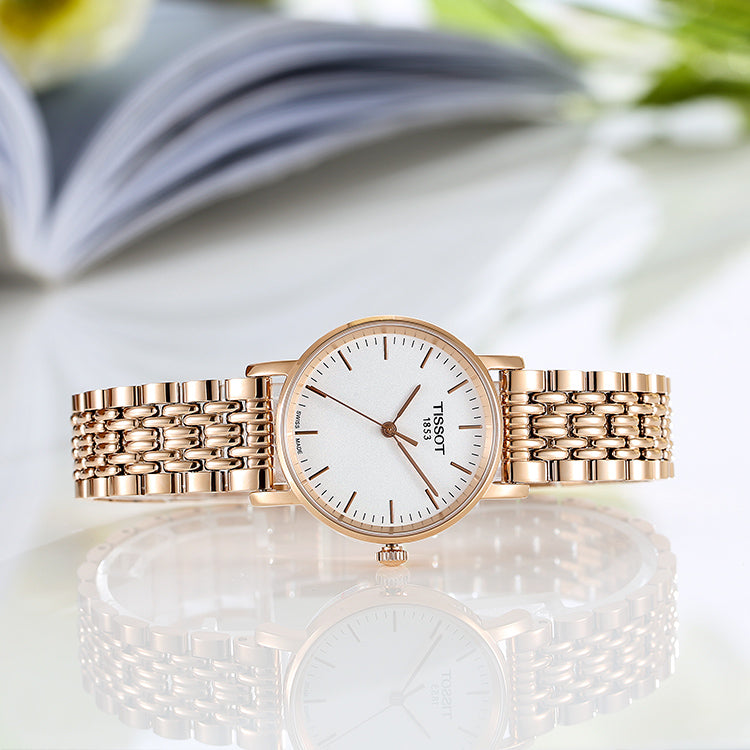  Shop Authentic Tissot T Classic Everytime Small White Dial Rose Gold Mesh Bracelet Watch For Women - T109.210.33.031.00 - Luxxuri
