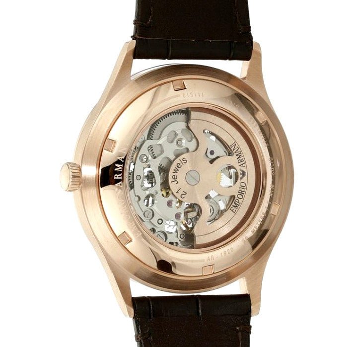  Shop Authentic Emporio Armani Meccanico White Skeleton Dial Black Leather Strap Watch For Men - AR1924 - Luxxuri