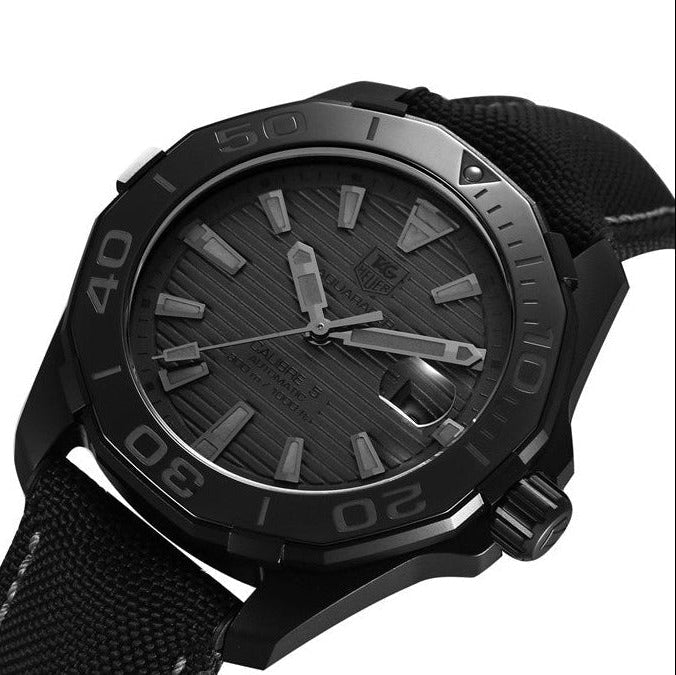 Tag Heuer Aquaracer 300 Swiss Limited Edition Black Dial Black Nylon Strap Watch for Men - WAY218B.FC6364