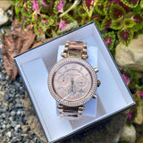  Shop Authentic Michael Kors Parker Chronograph Rose Gold Dial Two Tone Steel Strap Watch For Women - MK6832 - Luxxuri