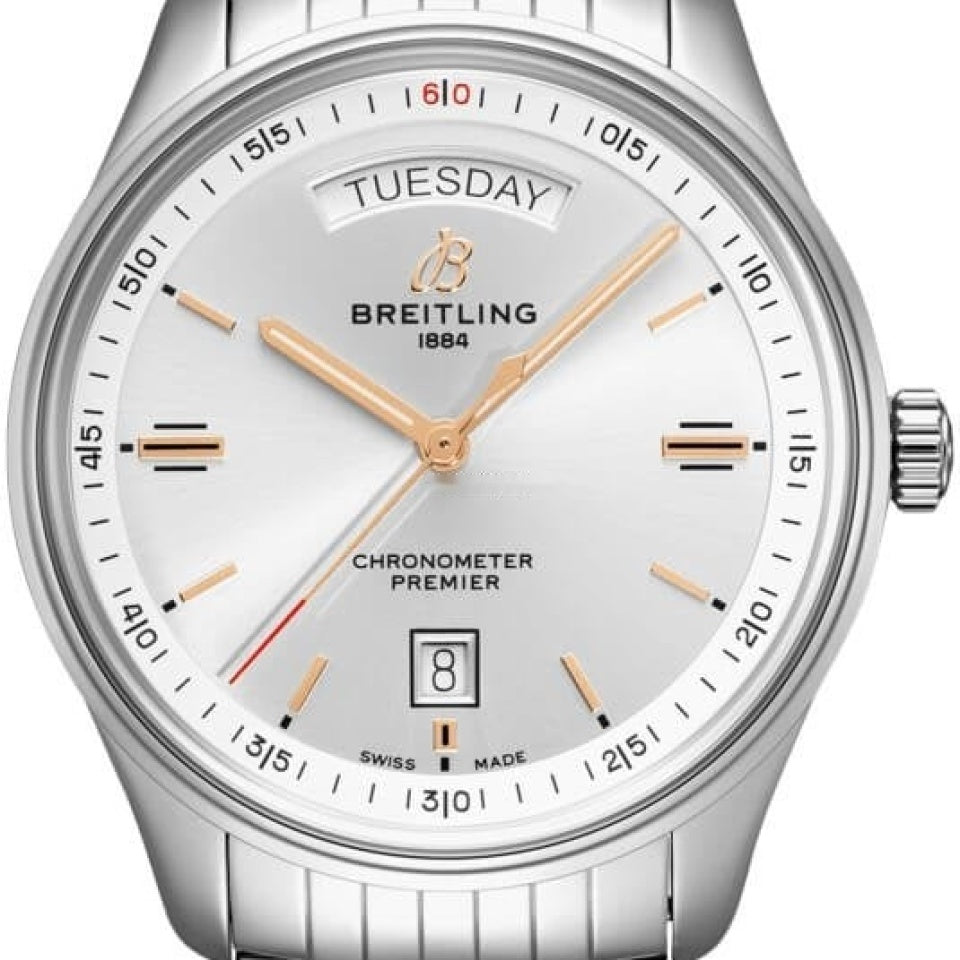  Shop Authentic Breitling Premier Automatic Day & Date 40mm Stainless Steel Mens Watch - A45340211G1A1 - Luxxuri