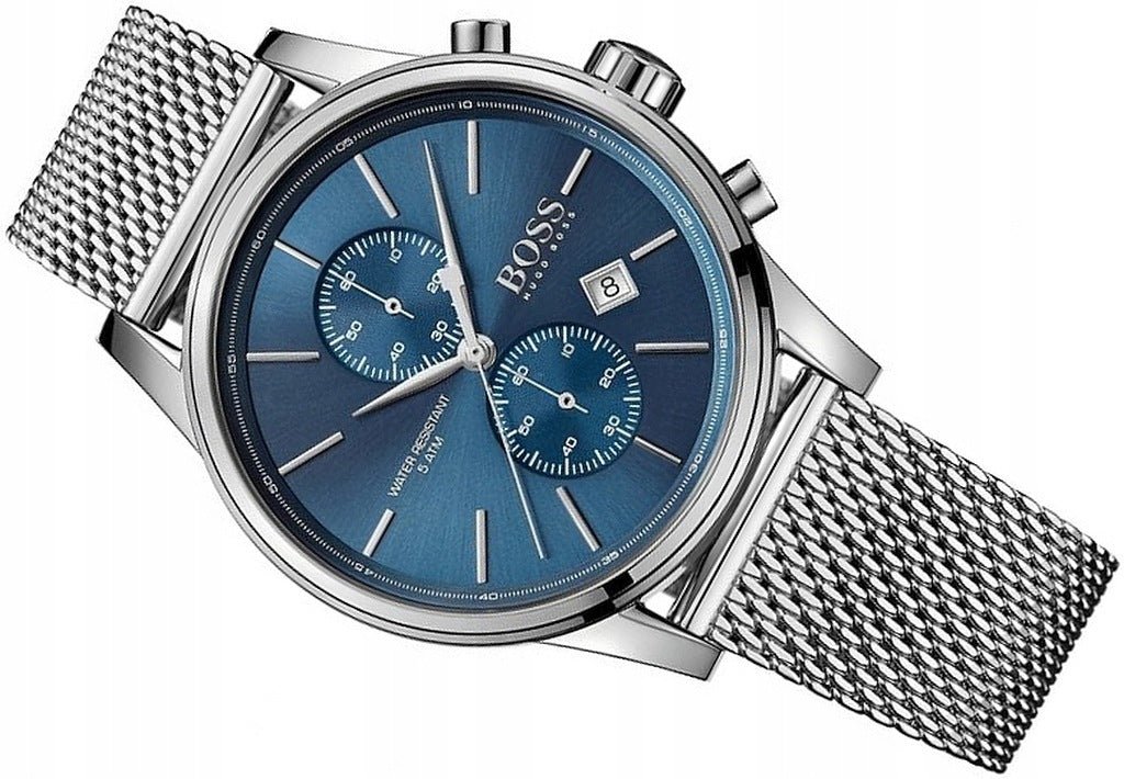  Shop Authentic Hugo Boss Jet Blue Dial Silver Mesh Bracelet Watch for Men - 1513441 - Luxxuri