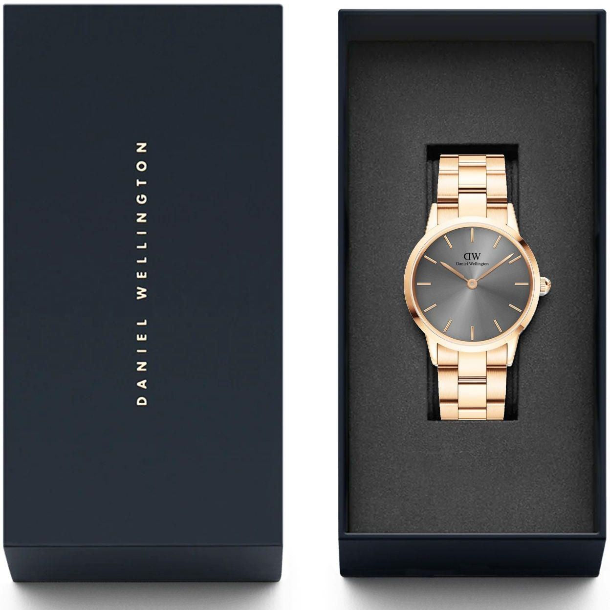  Shop Authentic Daniel Wellington Iconic Link Grey Dial Gold Steel Strap Watch For Women - DW00100334 - Luxxuri