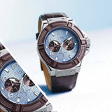  Shop Authentic Guess Rigor Analogue Quartz Blue Dial Brown Leather Strap Watch For Men - W0040G10 - Luxxuri