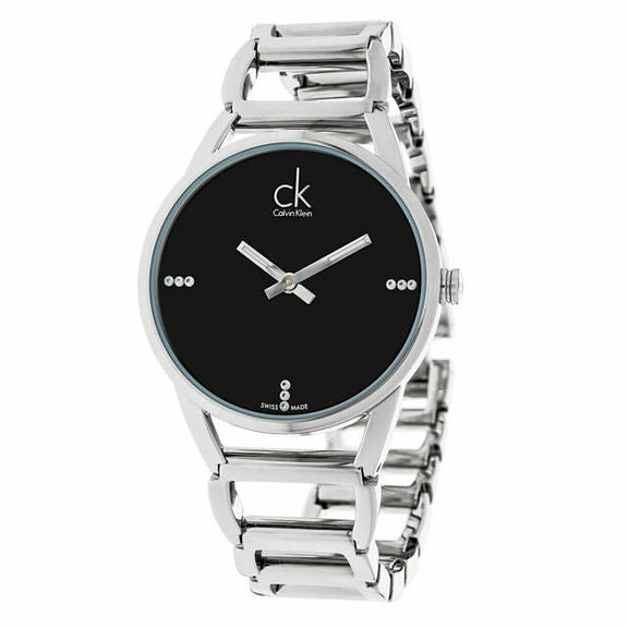  Shop Authentic Calvin Klein Stately Black Dial Silver Steel Strap Watch for Women - K3G2312S - Luxxuri